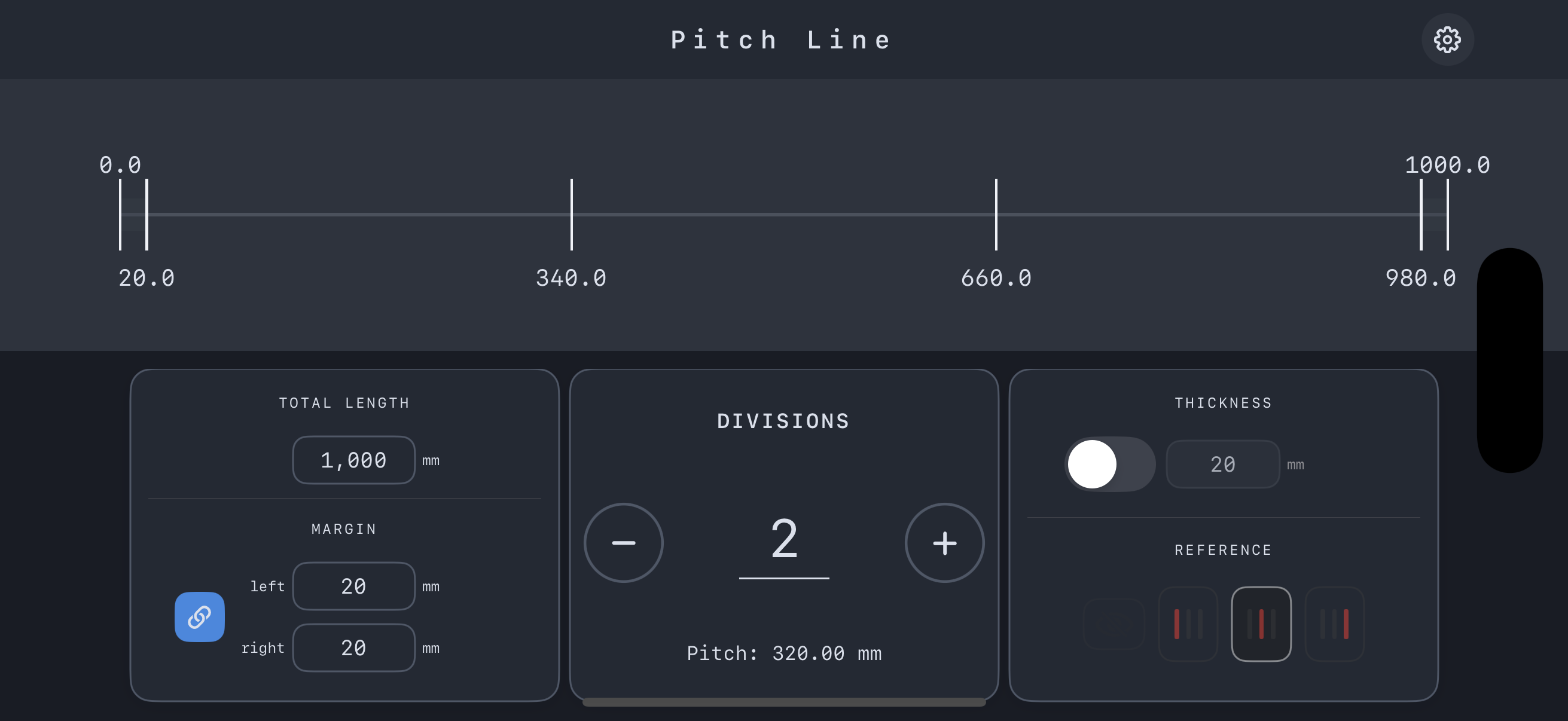 Pitch Line division calculation screen